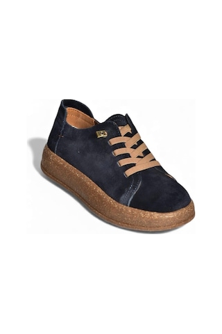 Fox Shoes V999060502 Lacivert Hakiki Deri Süet Kadın Spor Ayakkabı Sneakers Lacivert