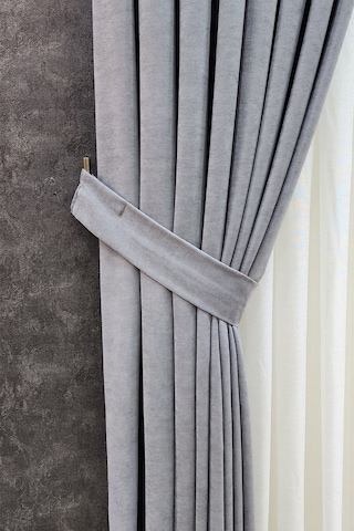 Mosso Fon Perde Düz Renk Açık Gri