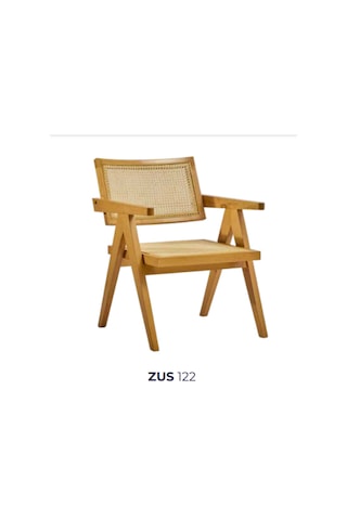 Bengimobilya Sandalye Zus122 Hasır Model Tam Kolçak Ahşap Kayın Iskelet Rahat Ahşap