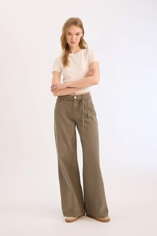 DeFacto Coool Wide Leg Kışlık Gabardin PantolonYüksek Bel Geniş Bol Paça E1794AX25SPKH344 Haki
