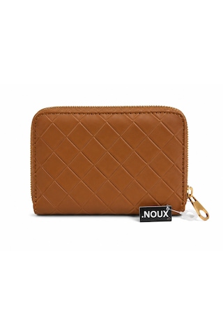 Noux Premium Örgü Desenli Fermuarlı Cüzdan Açık Kahverengi