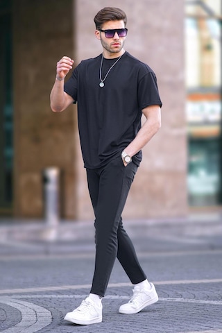 Madmext Siyah Basic Oversize Erkek Tişört 7010-siyah Siyah