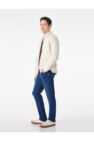 Koton Düğmeli Cep Detaylı Normal Bel Slim Fit Jean Pantolon - Brad Jean Koyu İndigo 6sam40115nd