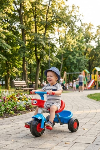 Boni Bike 3 Tekerli Metal Gövdeli 50kg Taşıma Kapasiteli Ön Ve Arka Sepetli Renkli Çocuk Bisikleti Kırmızı