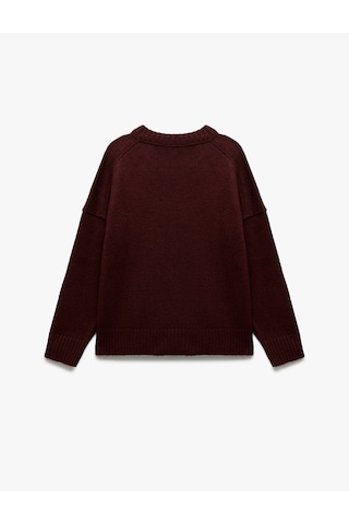 Koton Uzun Kollu Bisiklet Yaka Triko Oversize Kazak Bordo 6wak90177ht Bordo