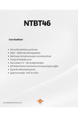 Nt Tools 100-2000 Cca Yazıcılı Dijital Akü Test Ve Analiz Cihazı