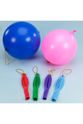 İpli Balon Punch Balon Stres Balonu Lastikli Balon 3 Lü