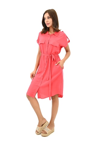 Kadın Gömlek Yaka Kuşak Detaylı Elbise 5240-25 001