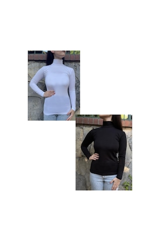 Kadın Uzun Kollu Yarım Balıkçı Yaka Body 2 Adet
