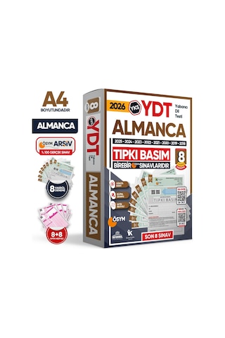 2026 YKS YDT (Yabancı Dil Testi) ALMANCA ÖSYM Çıkmış Soru Tıpkı Basım Deneme Paketi 8li Türkiye G.