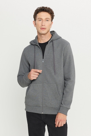 AC&Co / Altınyıldız Classics Erkek Antrasıt Melanj Standart Fit Normal Kesim Kapüşonlu Fermuarlı Sweatshirt Antrasit