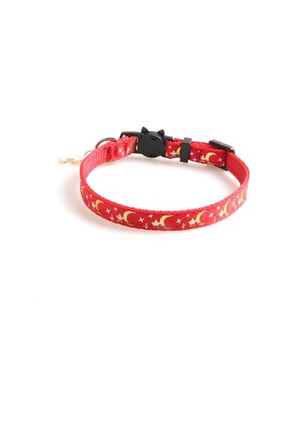 Kolyeli Dokuma Kedi Yaka Yıldız Ay For 1x28cm Mavi Siyah Kırmızı Yeşil