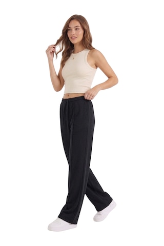 Thıff Gymwear Kadın Modal Kumaş Önü Çimalı Bağcıklı Eşofman Altı Siyah