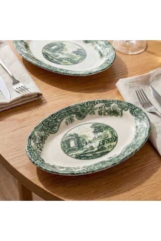 Fecra Vintage Emerald 2'li Kayık Tabak Seti 26 Cm Beyaz