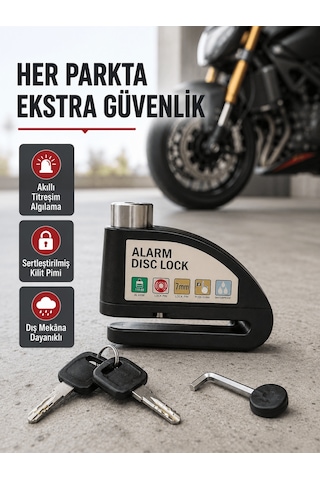 Titreşim Sensörlü Alarmlı Motosiklet Disk Kilidi 14mm Çelik Çift