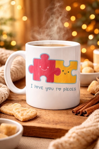 I Love You To Pieces Baskılı Porselen Kupa Model 14 - Sevgiliye Arkadaşa Özel Tasarım Kahve Kupası - Hediye Kupası Diğer