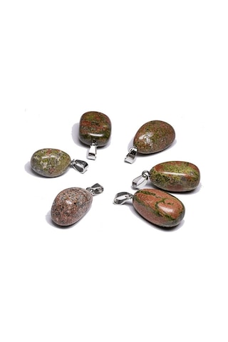 Sertifikalı Tımbıl Model Unakit Taşı Kolye Gümüş Aparatlı Çok Renkli