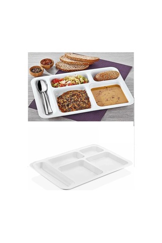 Periboia 10 Adet 5 Bölmeli Kırılmaz Tabldot Tabak Self Servis Ye Çok Renkli