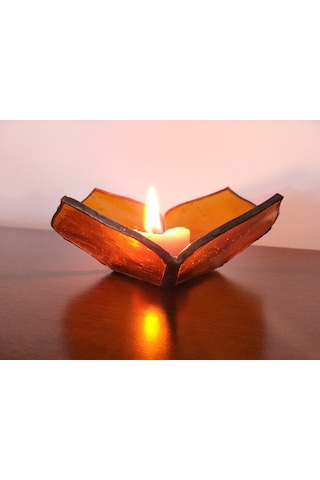Cam Vitray Pencere Dekorasyonu, Gerçek Cam Rengi Solmaz, Mumluk