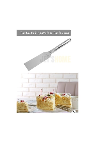 Pasta Spatulası Paslanmaz Kek Spatulası Krema Spatula No:2 Çelik 25 Cm Gümüş Gri