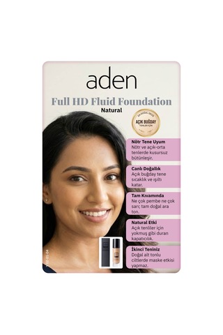 Aden Full Hd Likit Fondöten 20 Ml - 04 Natural Doğal Diğer