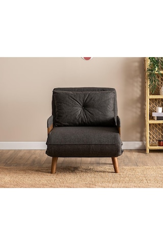 Pafu Cosmo Tekli Katlanır Yataklı Koltuk - Keten Koyu Gri Koyu Gri