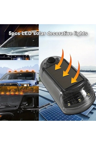Fochsia Black 5 Led Güneş Enerjili Çatı Fare Işığı - Otomobil Kamyon Ve Parti Aydınlatma