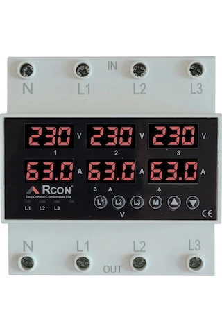 Rcon Rcv 05 Ev Tipi Trifaze Akım Voltaj Koruyucu 63 A Sigorta