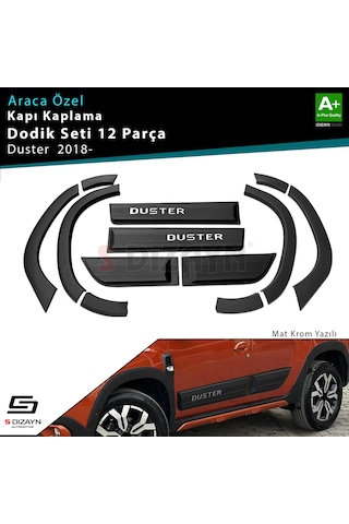 S-dizayn Dacia Duster 2 Kapı Koruma Ve Çamurluk Kaplaması Dodik Seti Mat Krom Yazılı 12 Prç 2018-2023 A+ Kalite