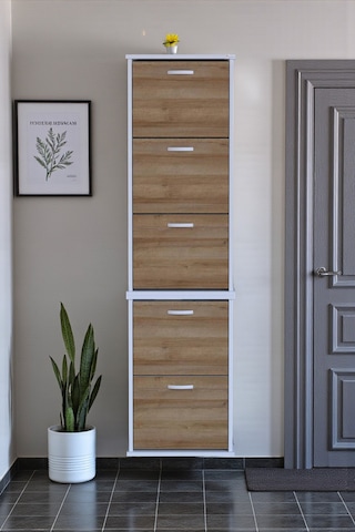 Eliusta Porta 10 Bölmeli Ayakkabılık Meşe 52 Cm Genişlikte 52x193x26 Cm Duvara Monte Ayakkabılık Meşe