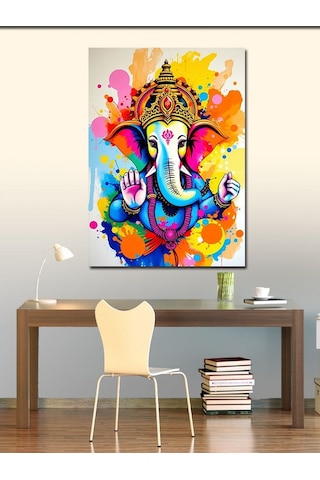 Kanvas Tablo Renkli Ganesh Tablosu 70cmx100cm
