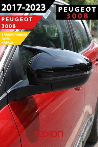 Peugeot 3008 2017 2023 Batman & Yarasa Ayna Kapağı Parlak Piano Black Sport