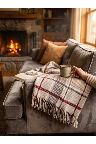 Livoras Home Dinarsu Cozy Life Pamuklu Tv Battaniyesi 130 X 170cm İnka Yeni Bordo