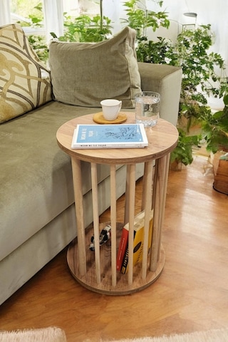 Ahşap Ayaklı C Sehpa Koltuk Sehpası Yan Sehpa Zigon Sehpa Servis Sehpası Çam