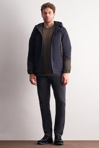 Lacivert - Haki Kapüşonlu Yaka Bondid Yırtmaçsız Casual Mont 1007255134 Lacivert - Haki