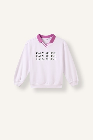 Defacto Relax Fit Kontrast Polo Yaka Baskılı Sweatshirt Kız Çocuk I3837a826auwt34 Beyaz-wt34