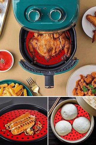 Buffer Renkli Isıya Dayanıklı Yıkanılabilir Silikon Fırın Ve Airfryer Yuvarlak Model Pişirme Matı 2 Sku: Smg8690010563699 Ahşap