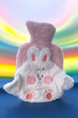 Caş Dekorasyon Pembe Renk Tavşan Figürlü Peluş Su Torbası