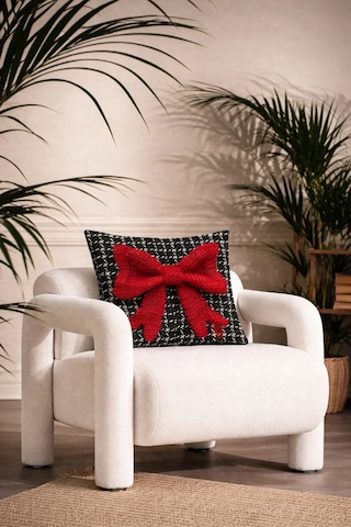 3 Boyutlu - Tül Fiyonk Detaylı Çift Taraflı Dekoratif Kırlent Kılıfı 45x45 Cm Çok Renkli