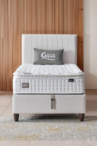 Zambak Tek Kişilik Sandıklı Baza Antibakteriyel Ortopedik Paket Yaylı Pedli Yatak 3 Lü Set 100 x 200