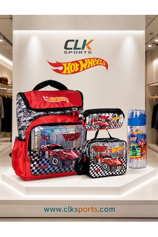 Hot Wheels Araba Desenli Okul Çantası , Beslenme Çantası , Kalem Çantası , Suluk Matara 1 Parça