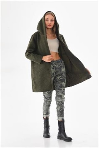 Eren Style Italyan Beli Bağlamalı Kamuflaj Desenli Dar Paça Pantolon-9078 Haki