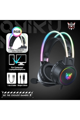 Xuweiwei Onıkuma Profesyonel Kablolu Oyun Kulaklığı Siyah Rgb Işık Gürültü Önleyici Mikrofonlu Pc Ps4 Ps5 Xbox İçin