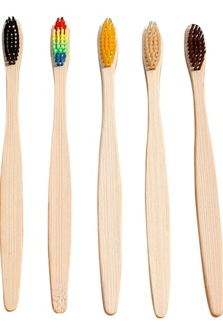 Wezone 5'li Set Bambu Diş Fırçası - Yumuşak Kıllar, Doğal Bambu Sapı, Ev, Otel Ve Seyahat İçin