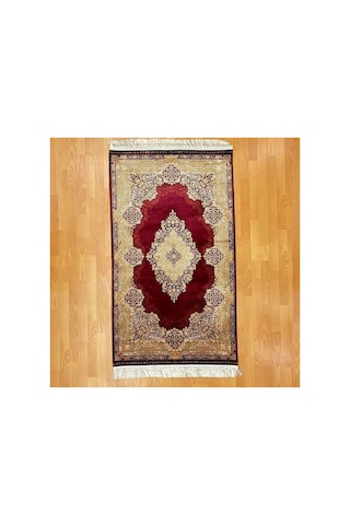 Elmas Motifli 120 X 180 Cm İpek Halı Bordo