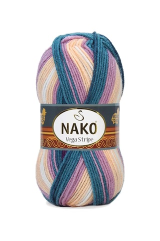 Tedar 5 Adet Vega Stripe Premium Akrilik El Örgü İpi Yünü No: 82416 Najmaddin (No:1) 8.5Cm X 10.5 Cm