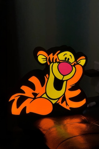 Turuncu Tiger Kaplan Led Gece Lambası, Dekoratif Ve Sevimli Aydınlatma Ürünü Çok Renkli