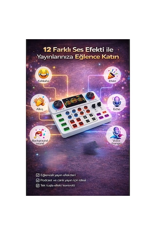 Canlı Yayın Ses Kartı Bluetooth Podcast Ses Kartı Telefon Ve Bilgisayar Uyumlu Profesyonel Yayıncı Ses Kartı