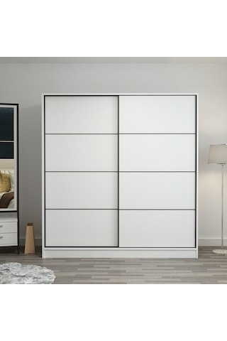 Minarmobilya Minar Kale 2 Kapaklı Sürgülü Dolap 180 Cm - Beyaz