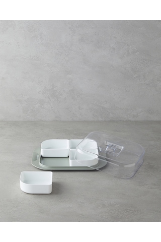English Home Daisy Plastik 4 Bölmeli Kahvaltılık 26x23 Cm Yeşil Yeşil